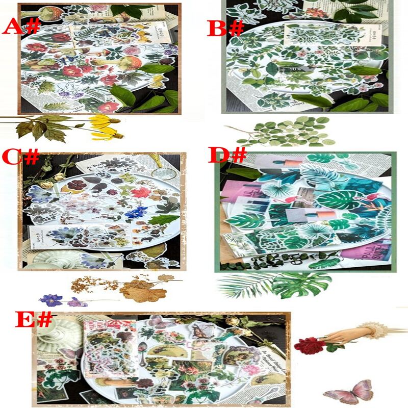 

60pcs Flower & Plant Print Sticker, Multicolor