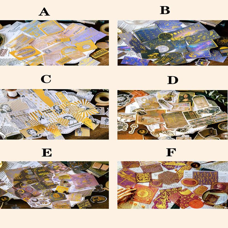 

60pcs Vintage Pattern Sticker, Multicolor