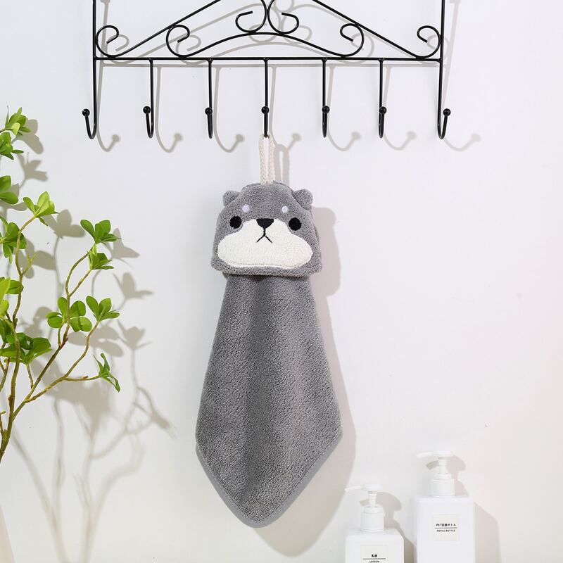 

1pc Cartoon Bear Hand Towel, Grey