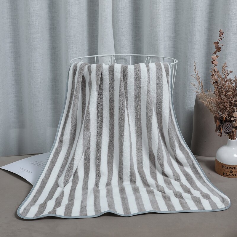 

1pc Stripe Bath Towel, Grey