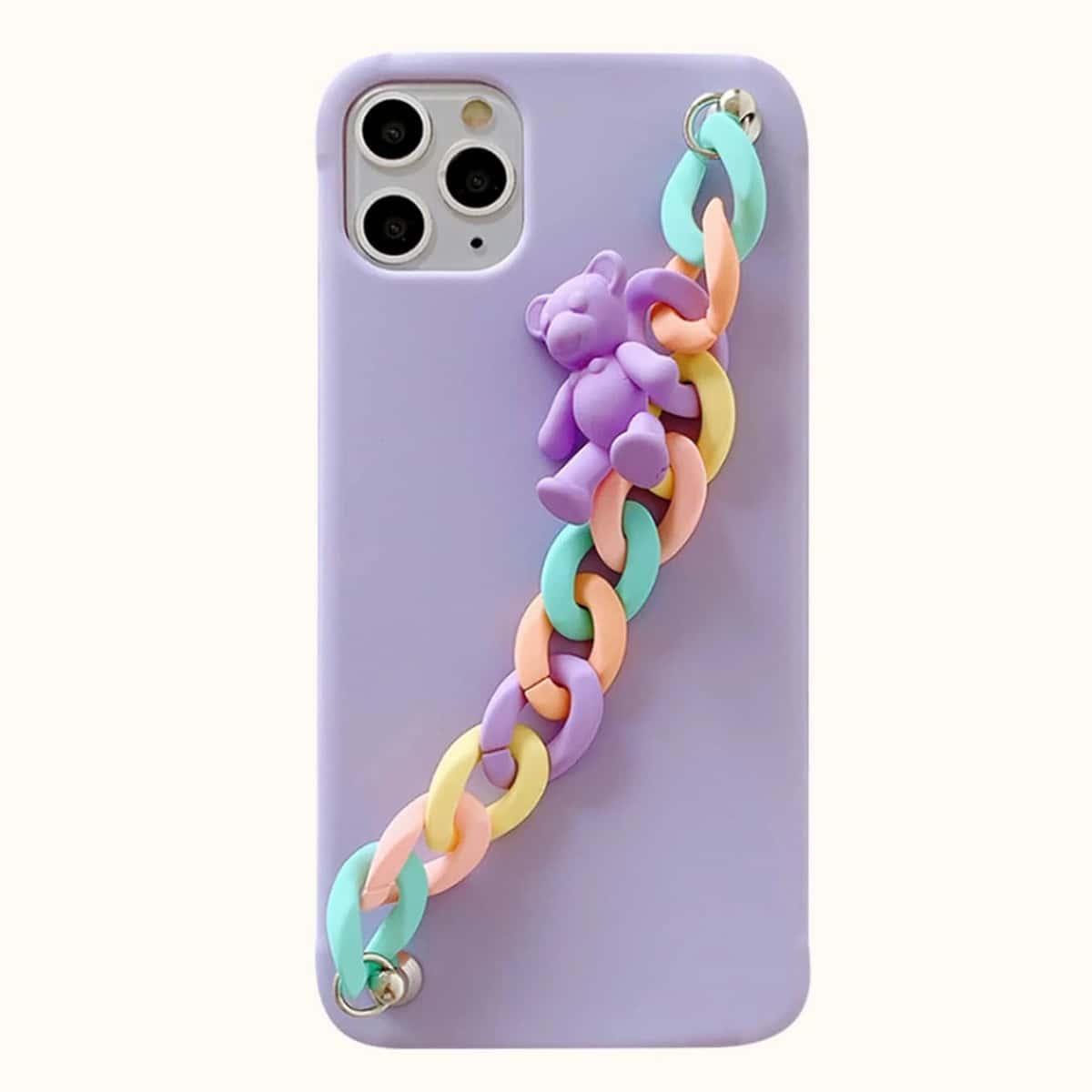 

Chunky Chain Cartoon Bear Phone Case, Lilac purple