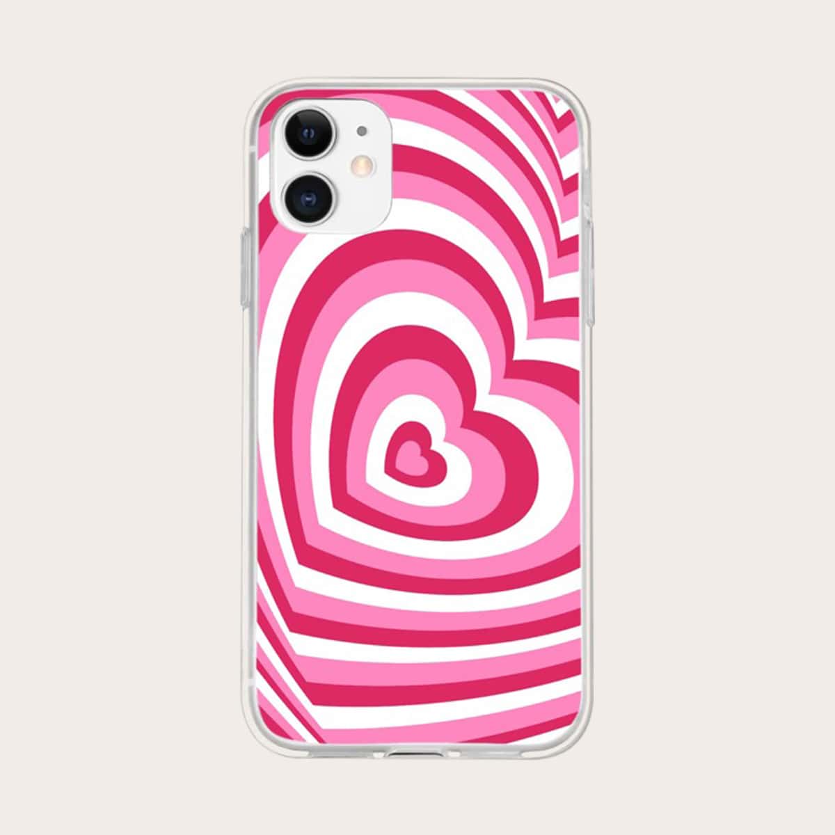 

Heart Print Phone Case, Pink