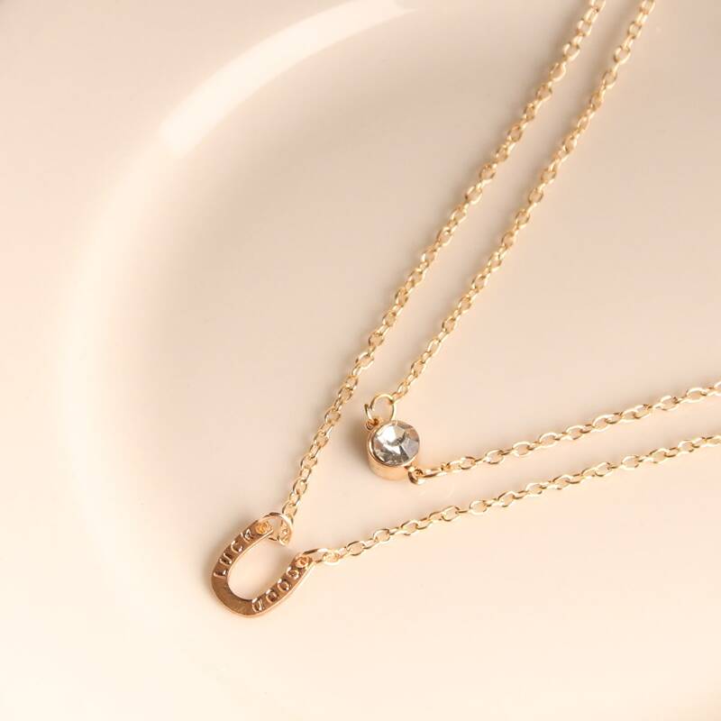 

U-Shaped Layered Necklace, Gold
