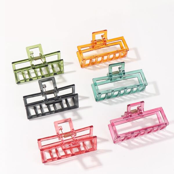 

6pcs Solid Hair Claw, Multicolor