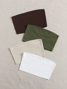 4入組素色短版抹胸上衣 - 彩色 - 查看 2