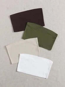 4入組素色短版抹胸上衣 - 彩色 - 查看 5