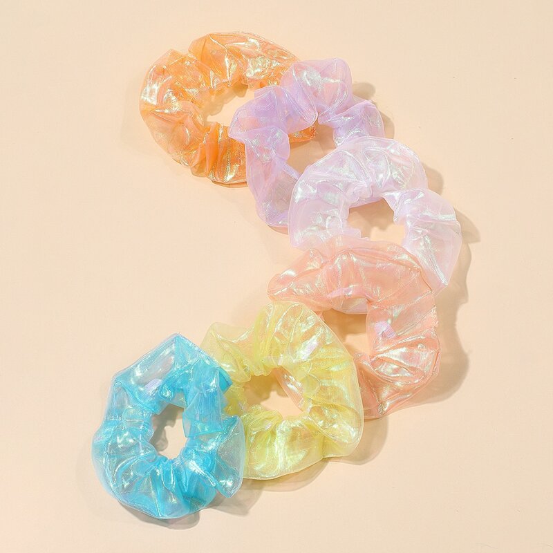 

6pcs Holographic Scrunchie, Multicolor