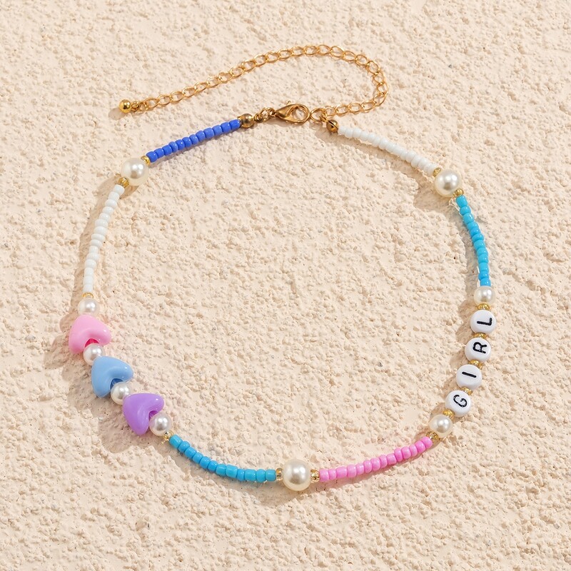 

Faux Pearl & Heart Beaded Choker, Multicolor