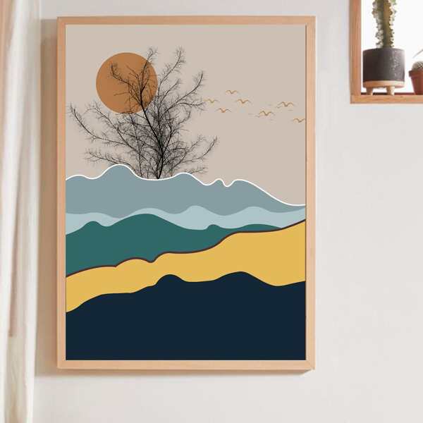 

Landscape Print Unframed Painting, Multicolor