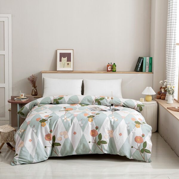 

Flower Print Duvet Cover Without Filler, Multicolor