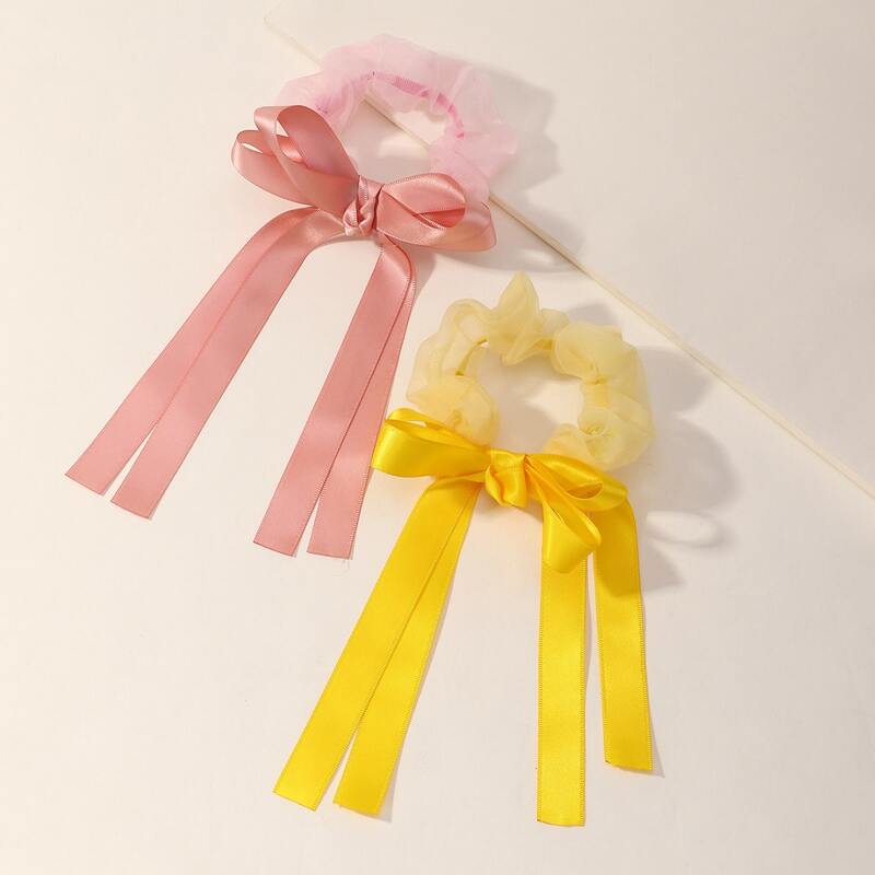 

2pcs Ribbon Mesh Scrunchie, Multicolor