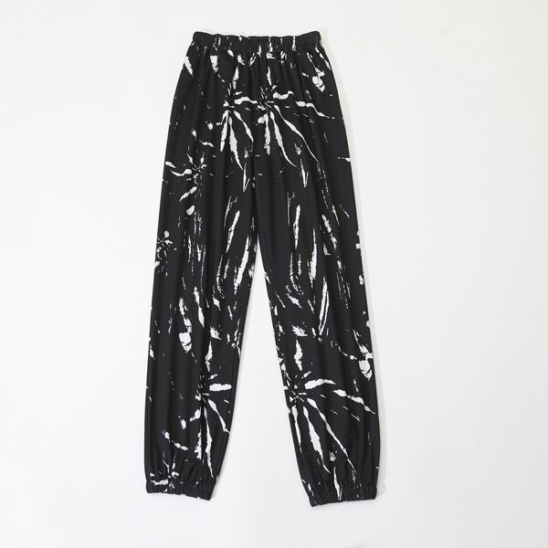 

Graffiti Print Elastic Waist Sweatpants, Black