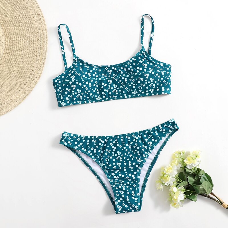 

Ditsy Floral Print Bikini Swimsuit, Green