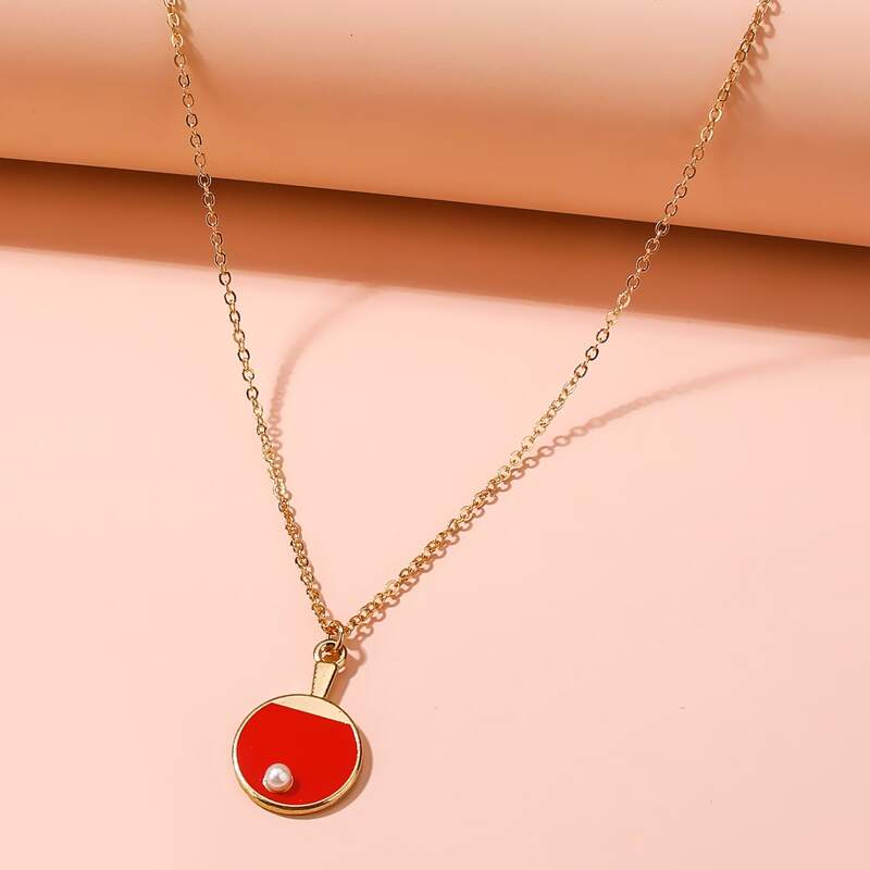 

Pingpong Pendant Necklace, Red