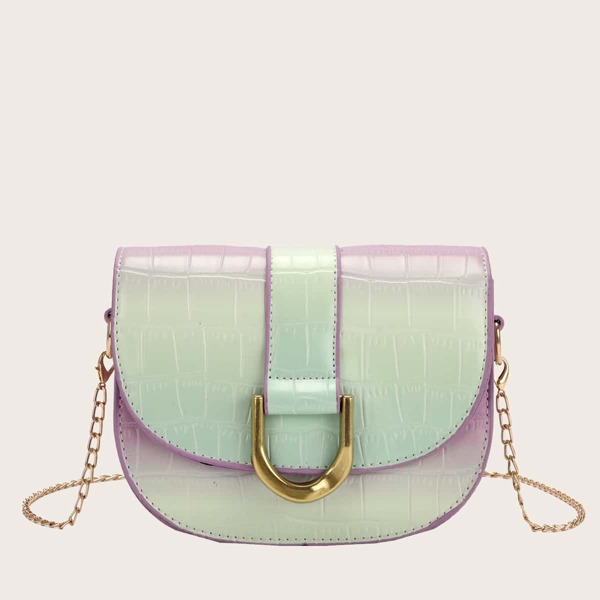 

Ombre Croc Embossed Saddle Bag, Green
