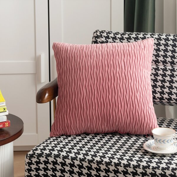 

Solid Pleat Cushion Cover Without Filler, Pink