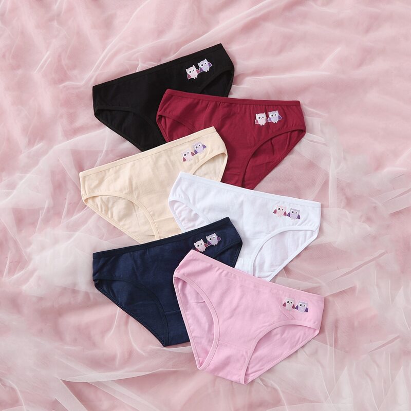 

6pack owl Print Panty Set, Multicolor