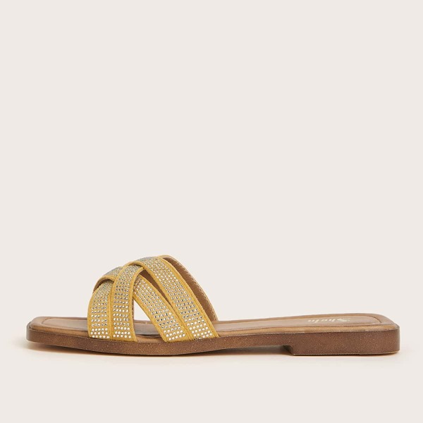 

Rhinestone Decor Slide Sandals, Silver