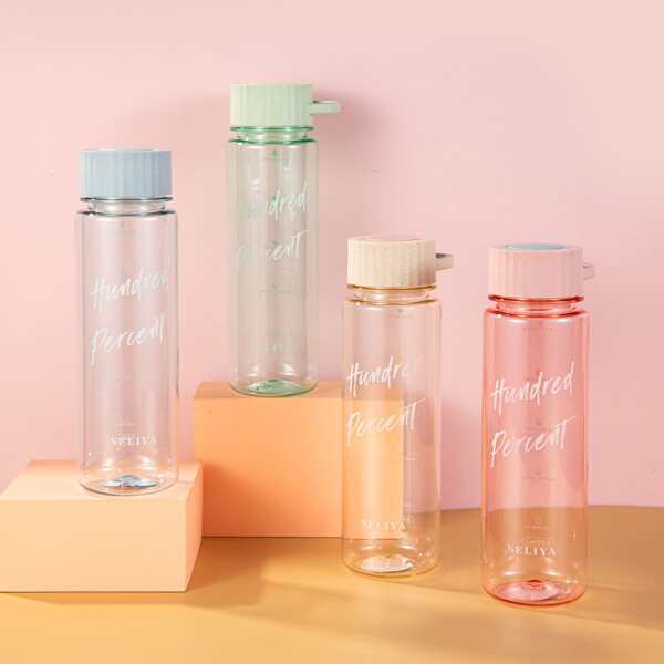 

1pc Slogan Graphic Random Water Bottle, Multicolor