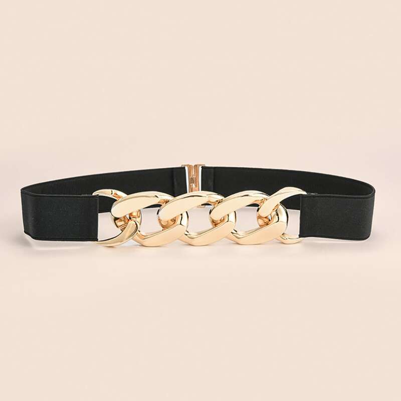 

Chunky Chain Detail Elastic Waist Belt, Multicolor