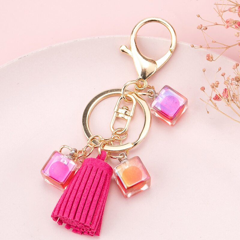 

Tassel Charm Keychain, Hot pink