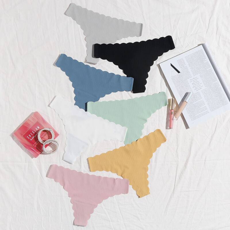 

7pack Scallop Trim Seamless Panty Set, Multicolor