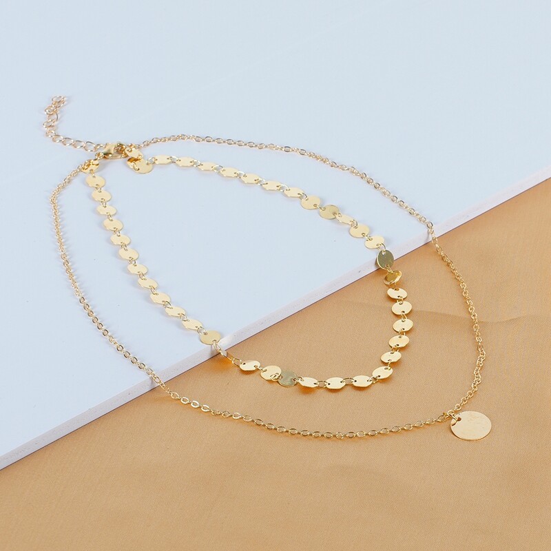 

Disc Layered Necklace, Gold