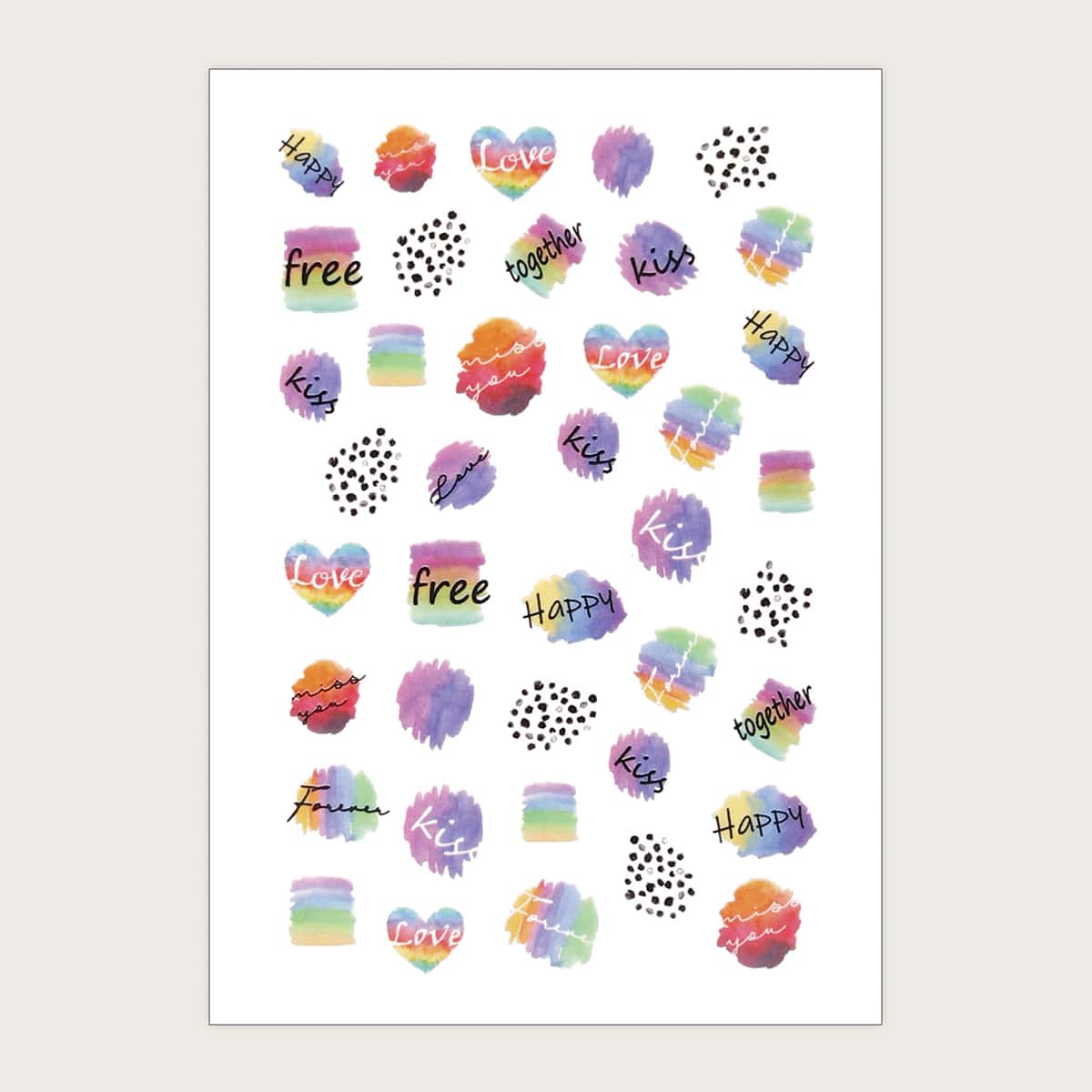 

1sheet Heart Pattern Nail Art Sticker, Multicolor