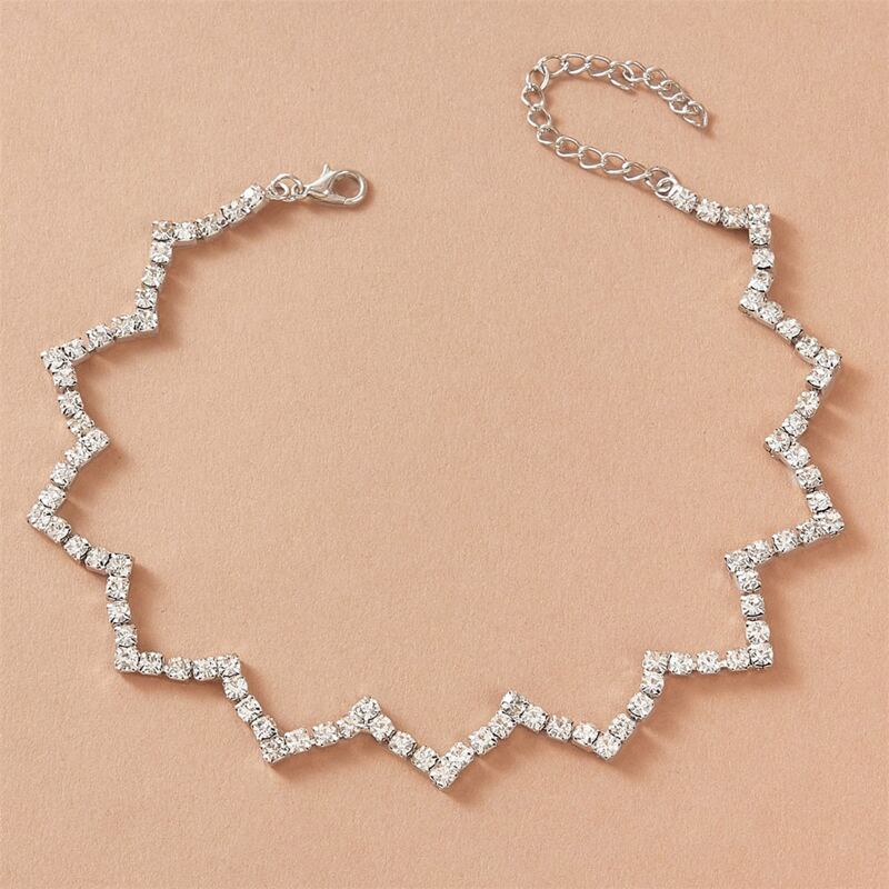 

Rhinestone Wave Choker, Silver