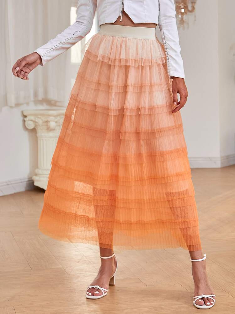 Falda tutu a capas de ombré - Naranja - Ver 1