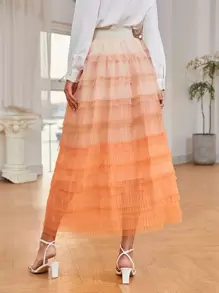 Ombre Layered Tutu Skirt - Orange - View 2
