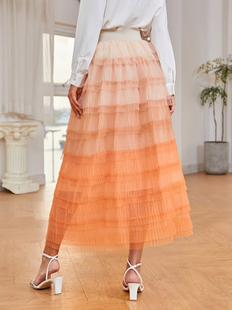 Falda tutu a capas de ombré - Naranja - Ver 2