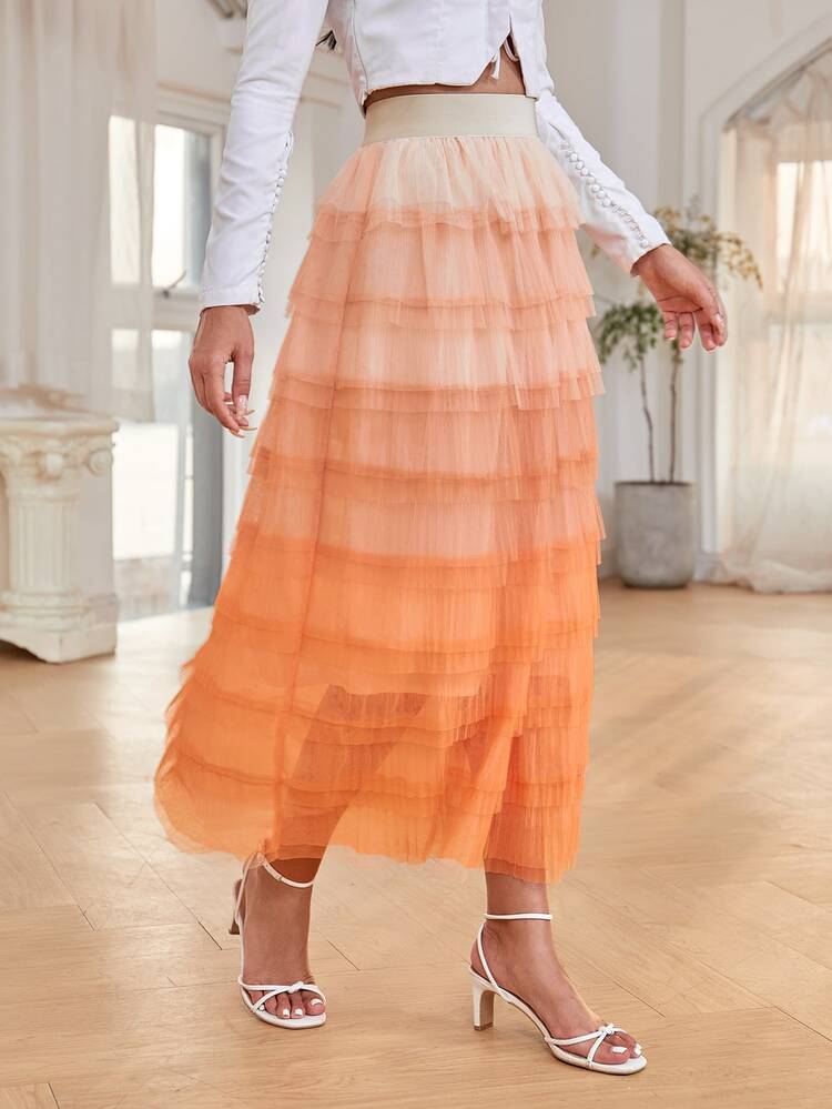 Falda tutu a capas de ombré - Naranja - Ver 4