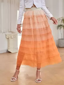 Ombre Layered Tutu Skirt - Orange - View 5