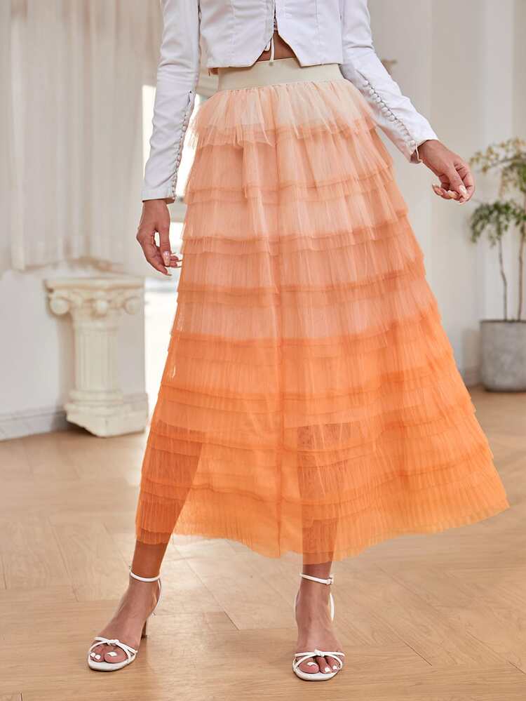 Falda tutu a capas de ombré - Naranja - Ver 5