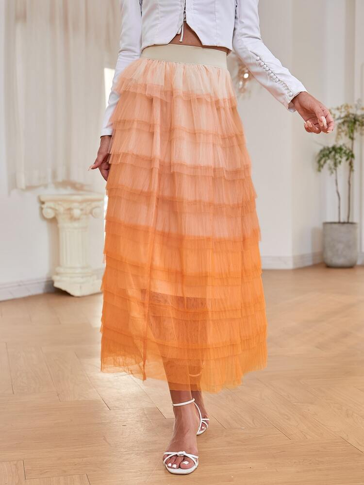 Falda tutu a capas de ombré - Naranja - Ver 6