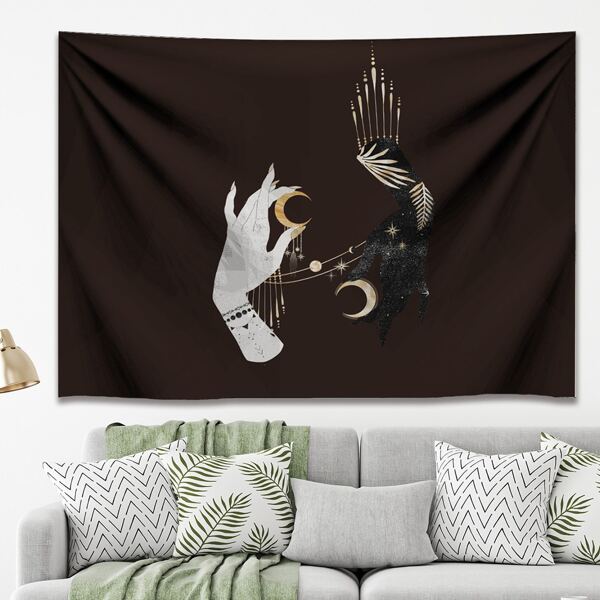 

Moon Print Tapestry, Black