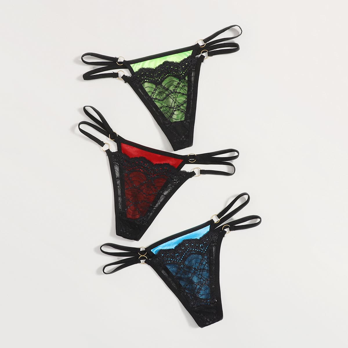 

3pack Lace Scallop Trim Panty Set, Multicolor