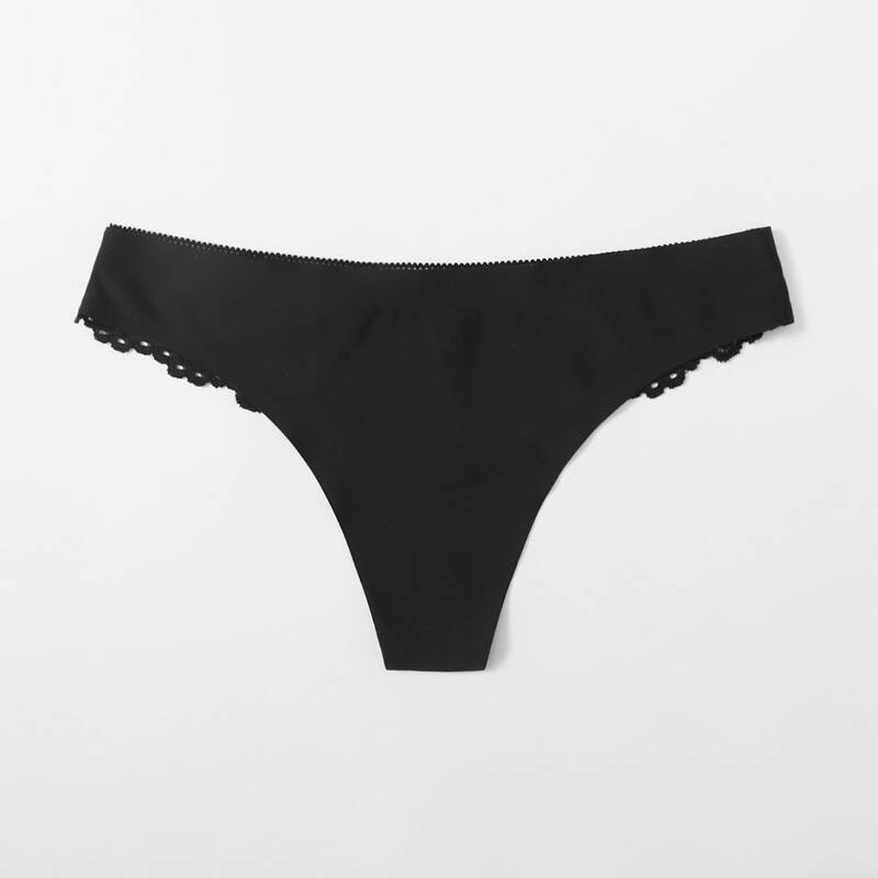 

Floral Lace Trim Panty, Black