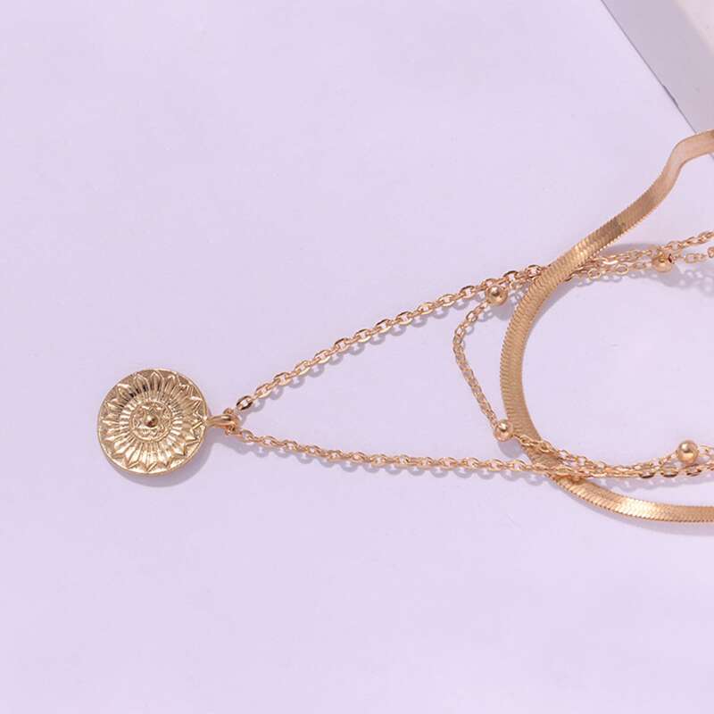 

Circle Charm Layered Necklace, Gold