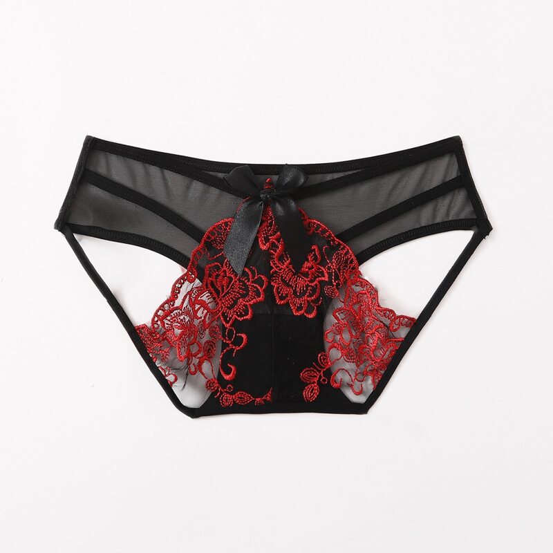 

Floral Embroidered Mesh Bow Panty, Multicolor