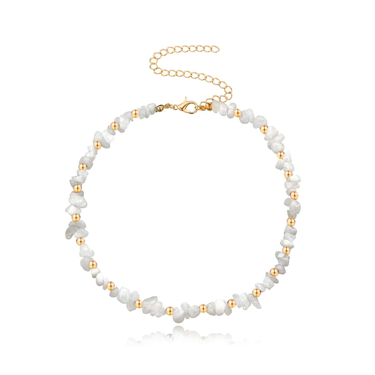

Stone & Beaded Necklace, White