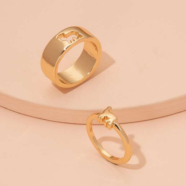 

2pcs Alloy Ring, Gold