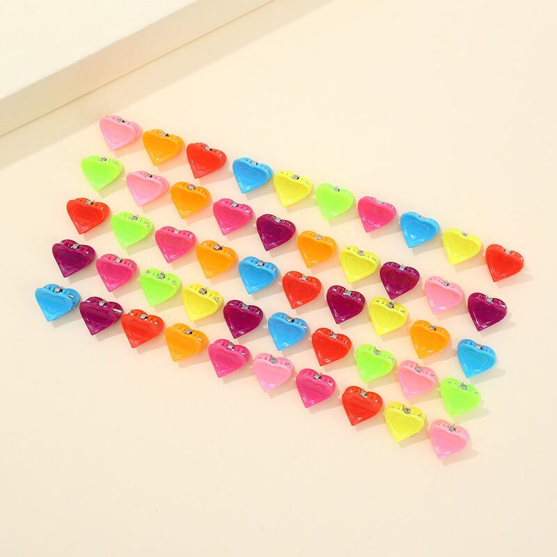 

50pcs Heart Shaped Hair Claw, Multicolor