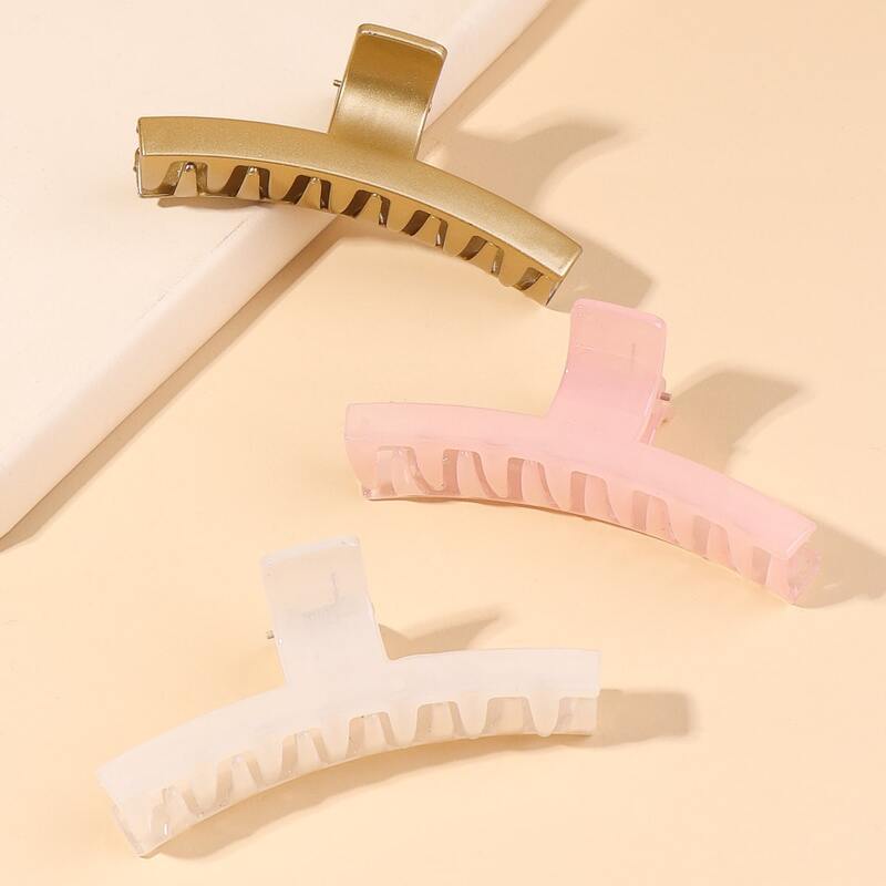 

3pcs Solid Hair Claw, Multicolor