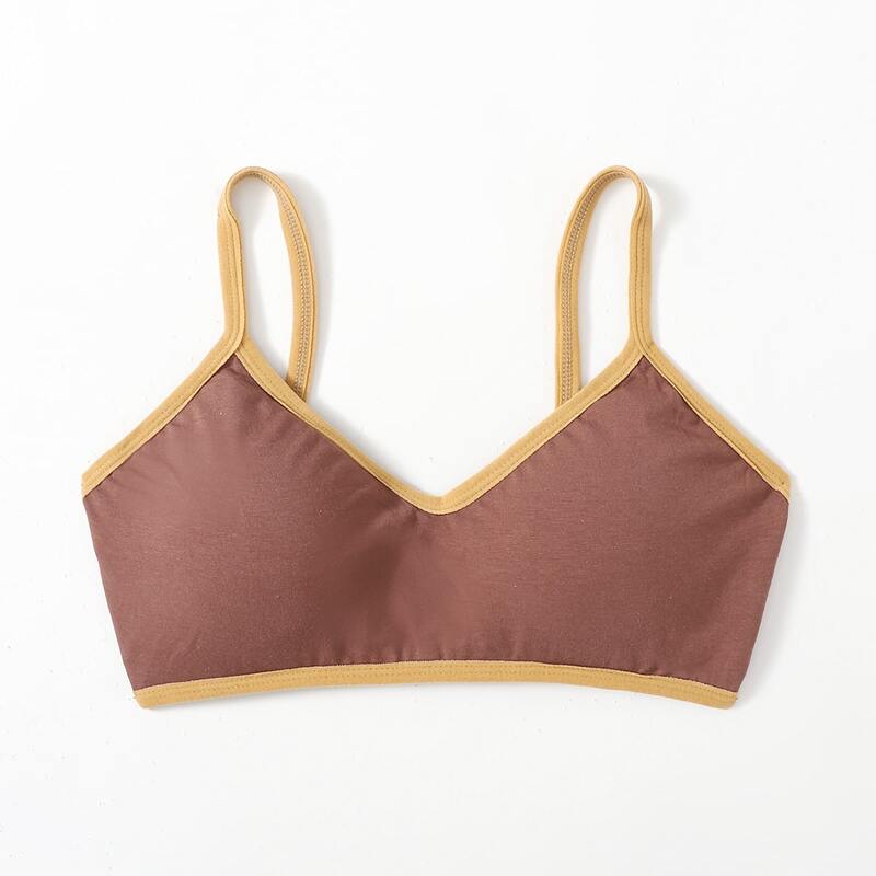 

Solid Contrast Binding Bra, Brown