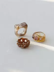 3 piezas anillo resin - Marrón - Ver 1