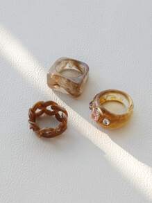 3 piezas anillo resin - Marrón - Ver 3