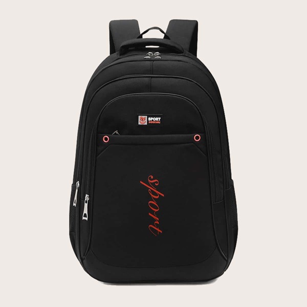 

Men Letter Graphic Backpack, Black