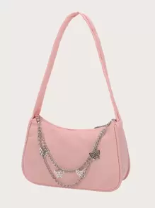 DareSee Túi đeo vai màu trơn thời trang, thích hợp cho lễ hội âm nhạc, phong cách Y2K, mùa tựu trường, quà tặng mùa thu đông. - Hồng - Xem 9